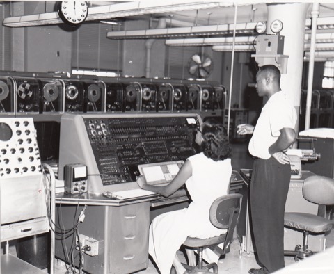 US Census Bureau Employees tabulating data using one of the first UNIVAC I computers, circa 1960.